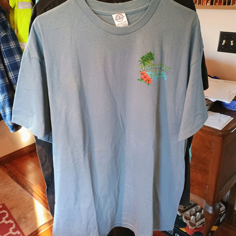 Delta Men's Dusty Blue Tropical Logo Short Sleeve Tee Bin 18